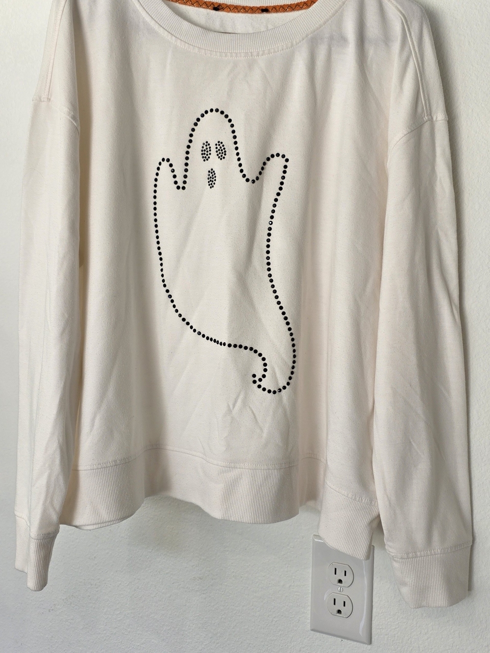 Jane And Delancey Cream Graphic Sweatshirt with Ghost Design